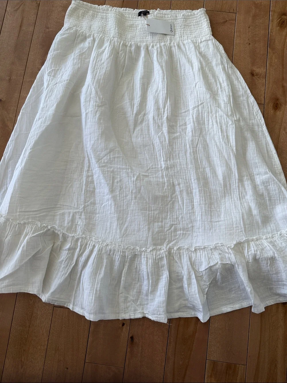 Quince White Midi Ruffle Hem Skirt Cotton - Picture 1 of 6